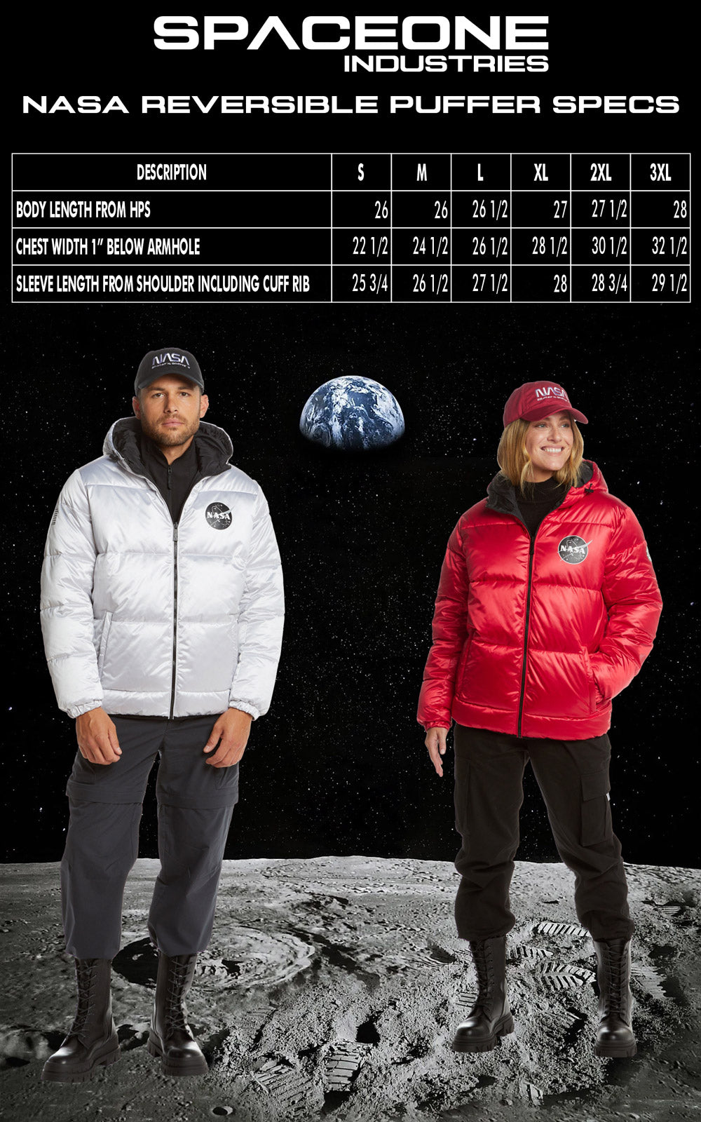 Nasa Reversible Puffer Jacket – Spaceone Industries